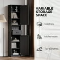 thumbnail image 5 of PORKISS Floor Storage Cabinet, Wood Pantry Cabinet with Doors and Drawer, Freestanding Narrow Bathroom Storage Organizer with Adjustable Shelves for Kitchen, Bathroom, Living Room, Black, 5 of 7