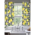 thumbnail image 2 of Yellow Lemons Sheer Curtains 72 Inch Length 2 Panels Set Window Treatments, Summer Fruits Leaves Black White Buffalo Plaid Rod Pocket Semi Curtains for Living Room/Bedroom/Kitchen, 104"W x 72"L, 2 of 7