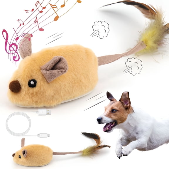 BESTSKY 2026 New Interactive Dog Toys,Fake Mouse Moving Dog Toy with Automatic Sensor,Dog Mouse Toy with Realistic Sound & Extended Tail,Automatic Dog Toy for Cats Dogs Pet,Squeaky Dog Toys Blue