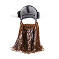thumbnail image 3 of Helii Knit Hat with Horns and Detachable Beard Viking Style Beanie Hat Handmade Crochet Cap Funny Novelty Winter Hat for Role Play Party Dress Up Stretchy Soft Beanie Hat for Adults, 3 of 7