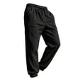 thumbnail image 2 of Men's Linen Jogger Pants, Elastic Waist with Drawstring, Casual Tapered Trousers with Cuffed Ankles Black M, 2 of 6
