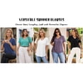 thumbnail image 6 of MOYIKO Women V Neck T-shirt for Women Pleats Short Sleeve Tunic Top White Casual Plain Summer Blouse Tee S, 6 of 7