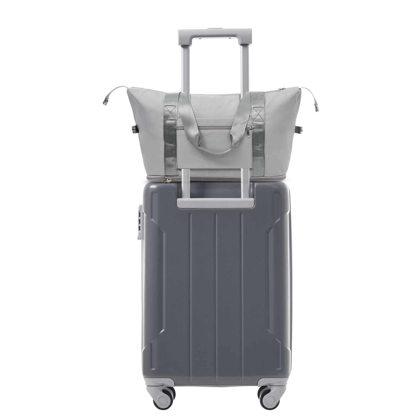 Luggage Sets 3 Piece Lightweight Hardside Rugged Travel Suitcase with Wheels, 22” x 14” x 9” Airline Approved, TSA Lock, Cool Gray