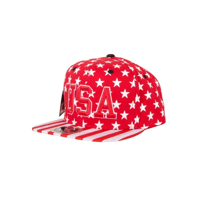 Stars and Stripes USA Snapback Cotton Hat - Red