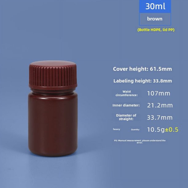 Botella de boca ancha sellada de 5ML-1L, transparente, marrón, resistente a altas temperaturas, a prueba de luz, botella de plástico PP de grado alimenticio para productos químicos
