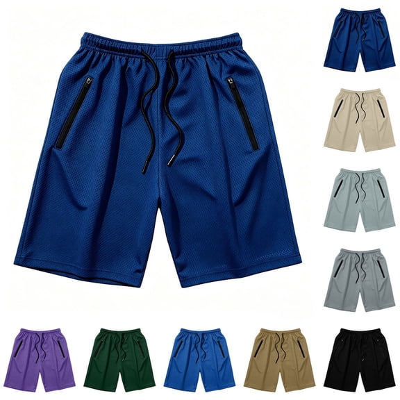 VBVC Men's Mesh Drawstring Athletic Shorts with Pockets , Lightweight Quick Dry Loose Fit Running Bottoms For Men, *Blue , Large