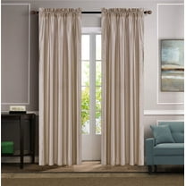 1 piece faux silk solid curtain drapes semi sheer see thru panels with rod pocket for any bedroom living room or patio door MR2 Taupe Color 55" Wide X 84"Long