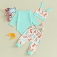 thumbnail image 3 of Bagilaanoe 3pcs Newborn Holiday Outfits Baby Boy Girl Pants Set Long Sleeve Romper Tops + Leggings + Hat 3M 6M 12M 18M Infant Casual Clothes, 3 of 9