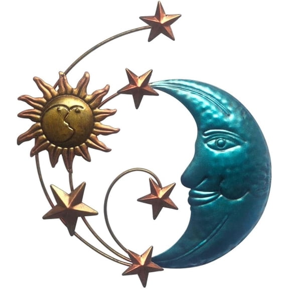 Metal Sun Moon Face Wall Hanging Art Decor Indoor Outdoor