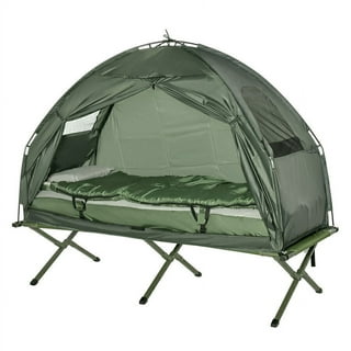 Gymax 2-Person Outdoor Camping Tent Cot Compact Elevated Tent Set W/  External Cover Green 
