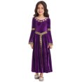 thumbnail image 4 of TiaoBug Robe à Manches Longues Évasées pour Filles Enfants, Robe de Princesse Médiévale, Robes Maxi Renaissance, Robes de Bal, Violet 6, 4 of 7