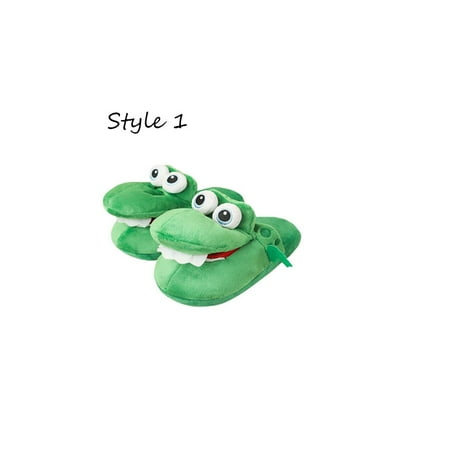 

Home Soft Couple Plush Toy Winter Ladies With Moving Mouth Crocodile Cotton Slippers Indoor Doll Slipper Cotton Shoes Non-slip Slipper STYLE 1