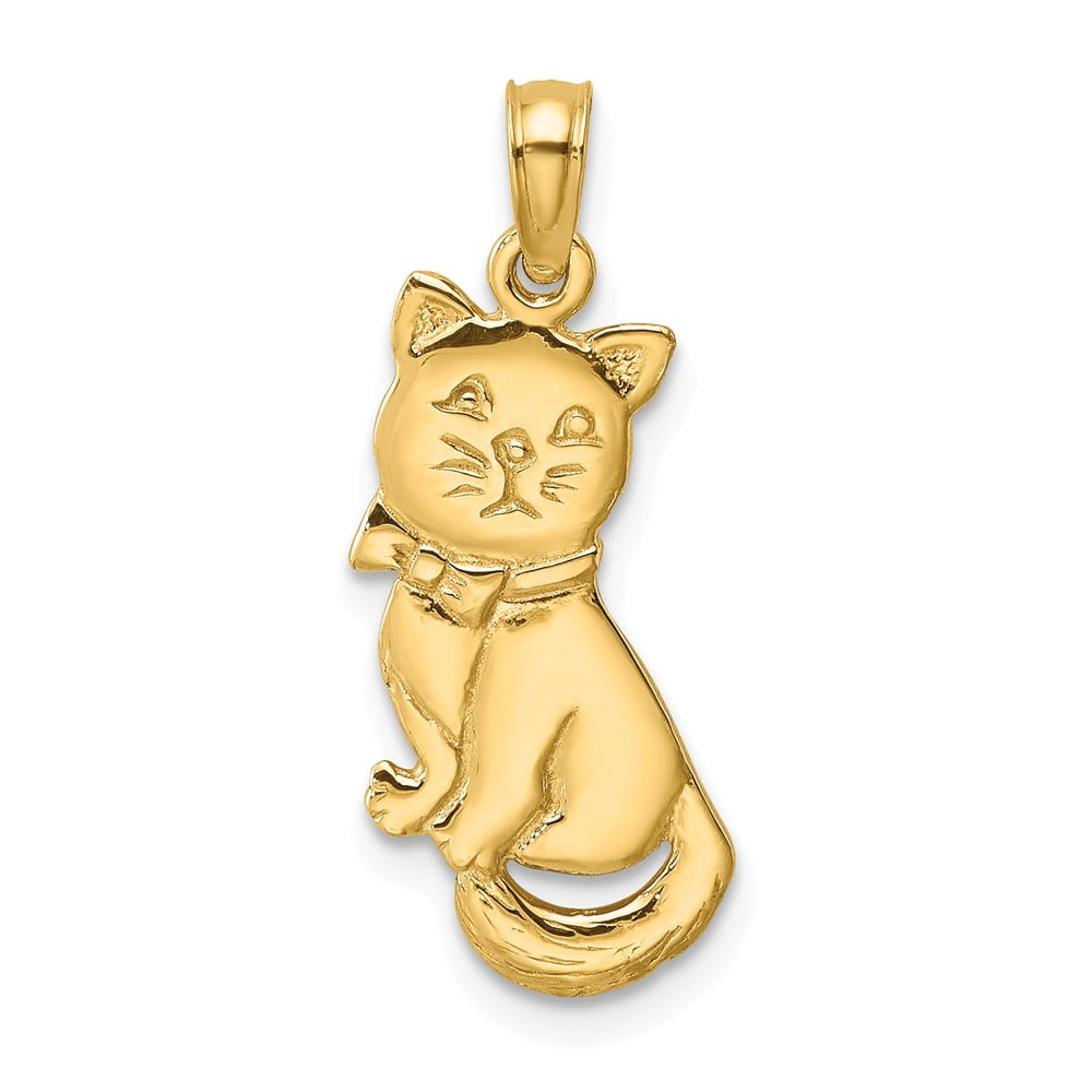 23mm Silver Yellow Plated Cat Charm