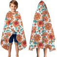 thumbnail image 3 of White Orange Sunflower Green Leaf Pattern Hooded Bath Towel，50"x30" for Ages 3 To 12 Kids, Quick Dry Lightweight Soft Microfiber Hood Beach Towel Cover Up for Kids, 3 of 7