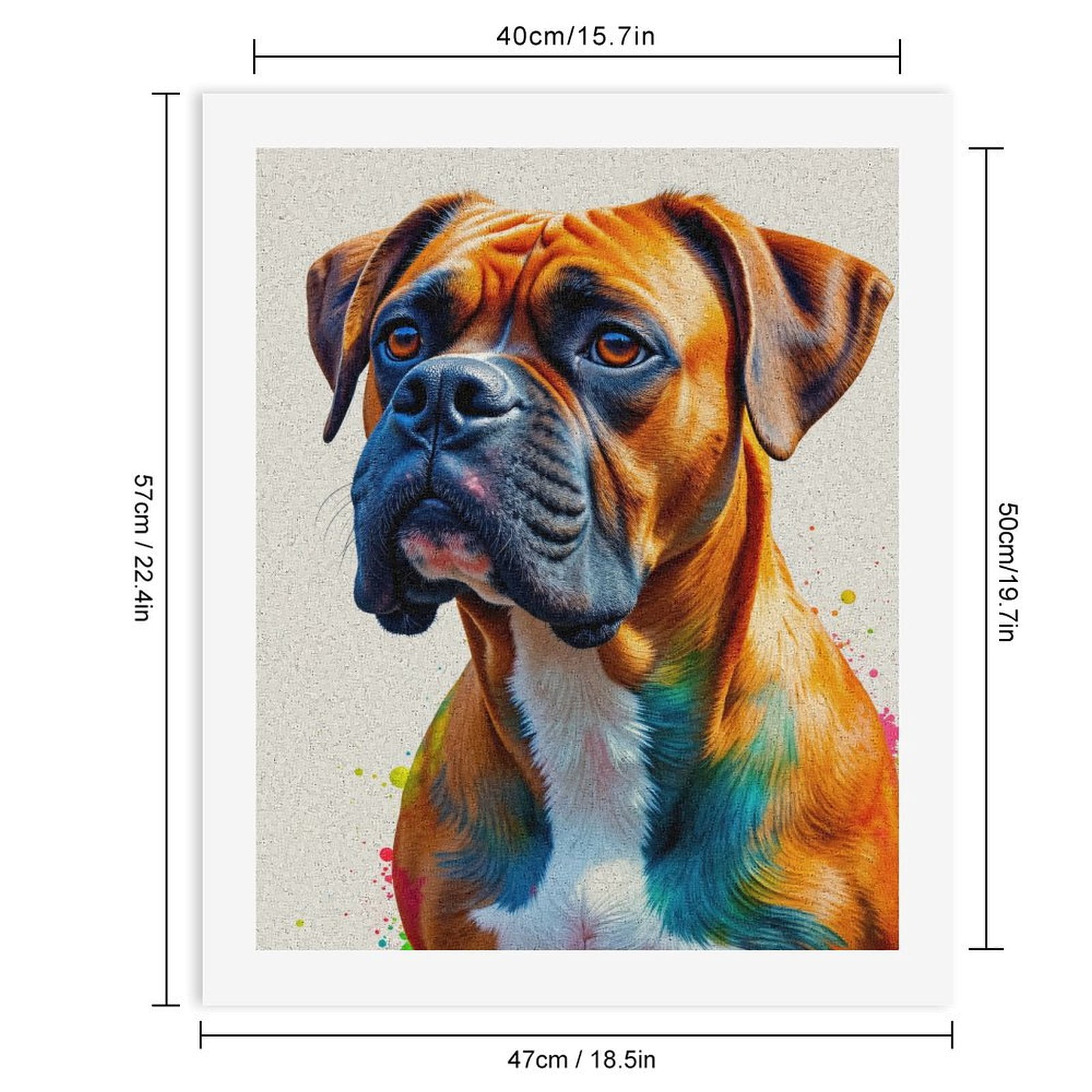 Paint By Numbers Kit for Adults Beginner - DIY Colorful Boxer Dog Portrait Art Canvas Painting Kits for Adults, Frameless Paint By Number for Adults for Home Wall Decor 16x20 Inch