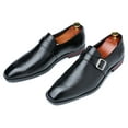 thumbnail image 3 of Santimon Men Single Monk-strap Shoes Formal Business Shoes Square Toe Dress Shoes Black 9 US, 3 of 8