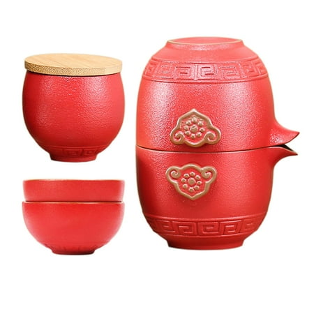 

Ceramic Tea Pot Set Chinese Teapot Porcelain Teacups with Tea Infuser Portable Bag for Outdoor Picnic - Package C