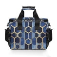 thumbnail image 7 of FORMRS Insulated Cooler Bag 24 Cans Capacity Soft Leakproof Lunch Box with Side Pockets, Blue Hexagon Pattern, 7 of 7