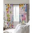 thumbnail image 4 of Easter Eggs Blackout Curtains for Bedroom Living Room Darkening Curtains 63 Inches Long Spring Floral Gnomes Plants Butterflies Pink Plaid Window Curtain 2 Panels Set Window Treatment Drapes 42"x63", 4 of 9