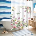 thumbnail image 5 of No Hook Shower Curtain, Pink Spring Floral Shower Curtains for Bathroom with See Through Top Window, Watercolor Botanical Wildflowers Waterproof & Washable Bath Curtain 60"x72", 5 of 9