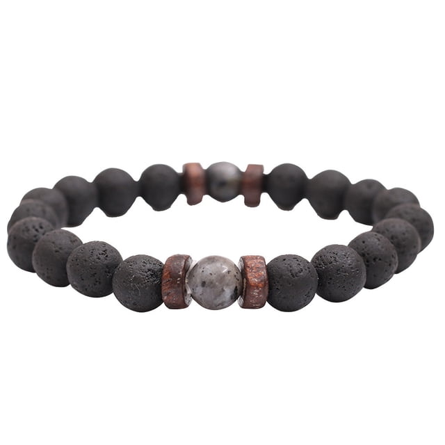 Pulsera tipo esclava para hombre con piedras volcánicas y cuentas naturales, yoga, mujer, piedra