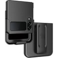 thumbnail image 1 of Case with Clip for Galaxy Z Flip 4 5G, Nakedcellphone [Grid Texture] Slim Hard Shell Cover and [Rotating/Ratchet] Belt Hip Holster Holder Combo for Samsung Z Flip4 Phone (SM-F721U, 2022) - Black, 1 of 10