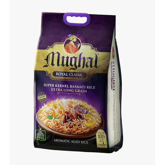 Mughal Royal Super Kernel Basmati Rice, Non-GMO, Gluten Free, Aromatic, BRC Certified, 10lbs (4.5 kg)