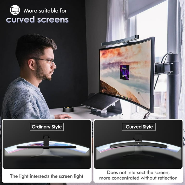 Computer Monitor Light Bar - Anti-Glare LED Lamp With Touch Control & USB Charging