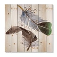 thumbnail image 3 of Designart 'Abstract Green Bird Feather From Wing' Bohemian & Eclectic Print on Natural Pine Wood, 3 of 5