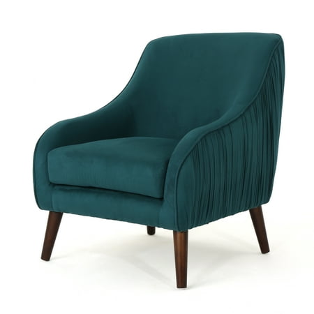 Belle Mid Century Modern Velvet Chair, Dark Green