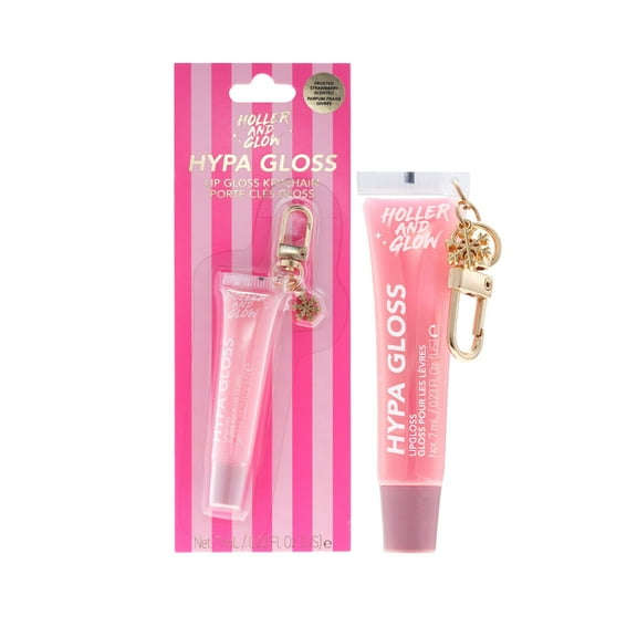Holler and Glow Limited Edition Hypa Gloss Frosted Strawberry Scented Lip Gloss Key Chain, Snowflake, 0.23 fl oz