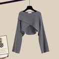 thumbnail image 3 of Traje de moda de otoño, estilo Hong Kong, suéter, camisa, pantalones anchos, celebridad de Internet, tres piezas, invierno, 3 of 6