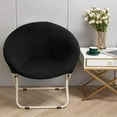 thumbnail image 3 of Housse de Chaise Ronde en Jacquard, Housse de Chaise Lune en Polyester à Haute Extensibilité, Protection pour Meubles de Salon, Lavable, Noir, Taille, 3 of 8