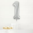 thumbnail image 3 of Unique Industries Foil Big Number 1 Shaped 34" Silver Solid Print Birthday Balloon, 3 of 4