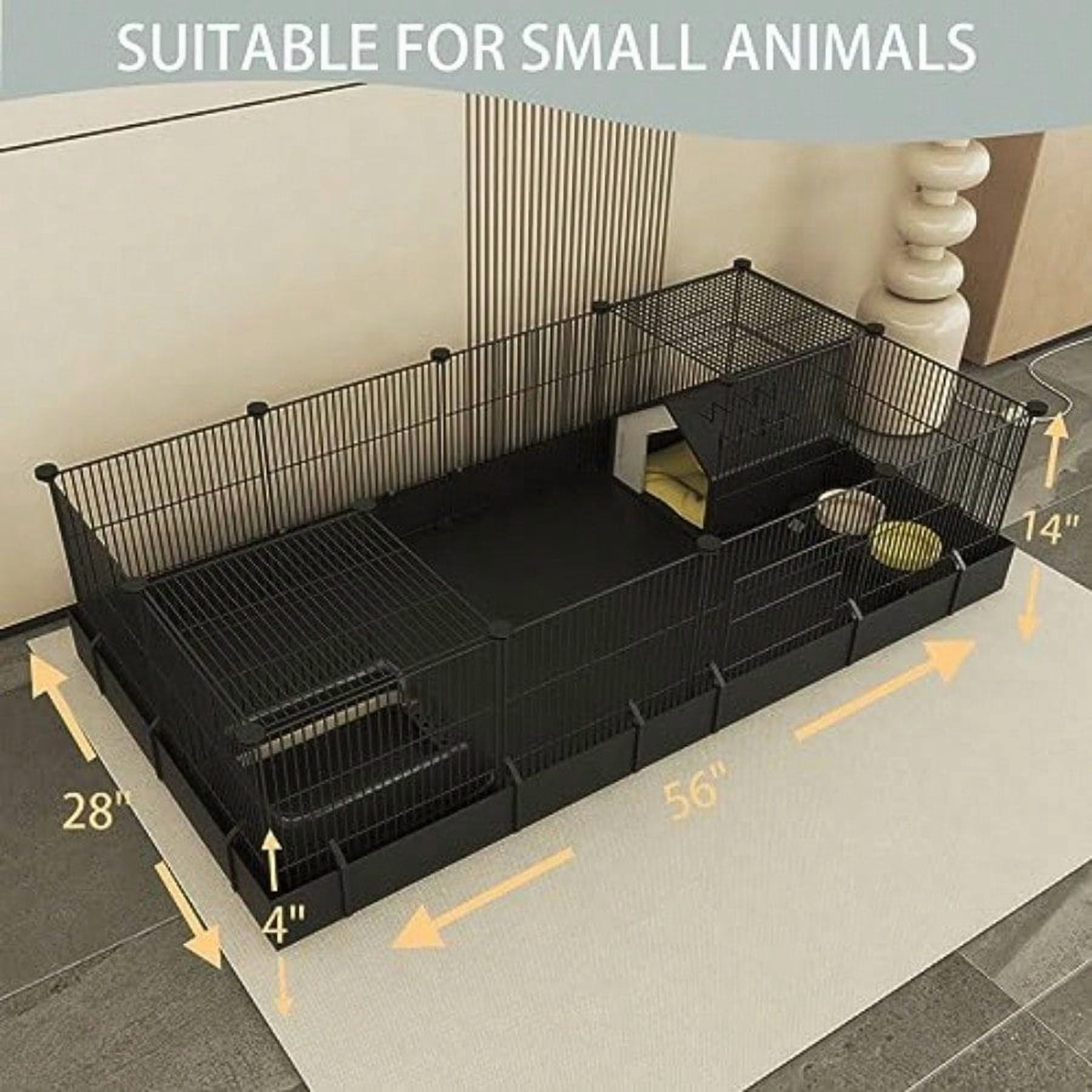 DIY Guinea Pig Cages with Waterproof Canvas Bottom,16 Panels Small Animal Cage Pet Playpen with Door for Bunny Turtle Hedgehog,Indoor Metal Wire Yard Fence Outdoor