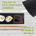 thumbnail image 3 of BambooMN 6 Piece, 2 Sets of 7" Reusable, Eco-Friendly, Black Bamboo Sushi Serving Plates/Trays: Chopsticks, and Soy Sauce Dishes Included!, 3 of 5