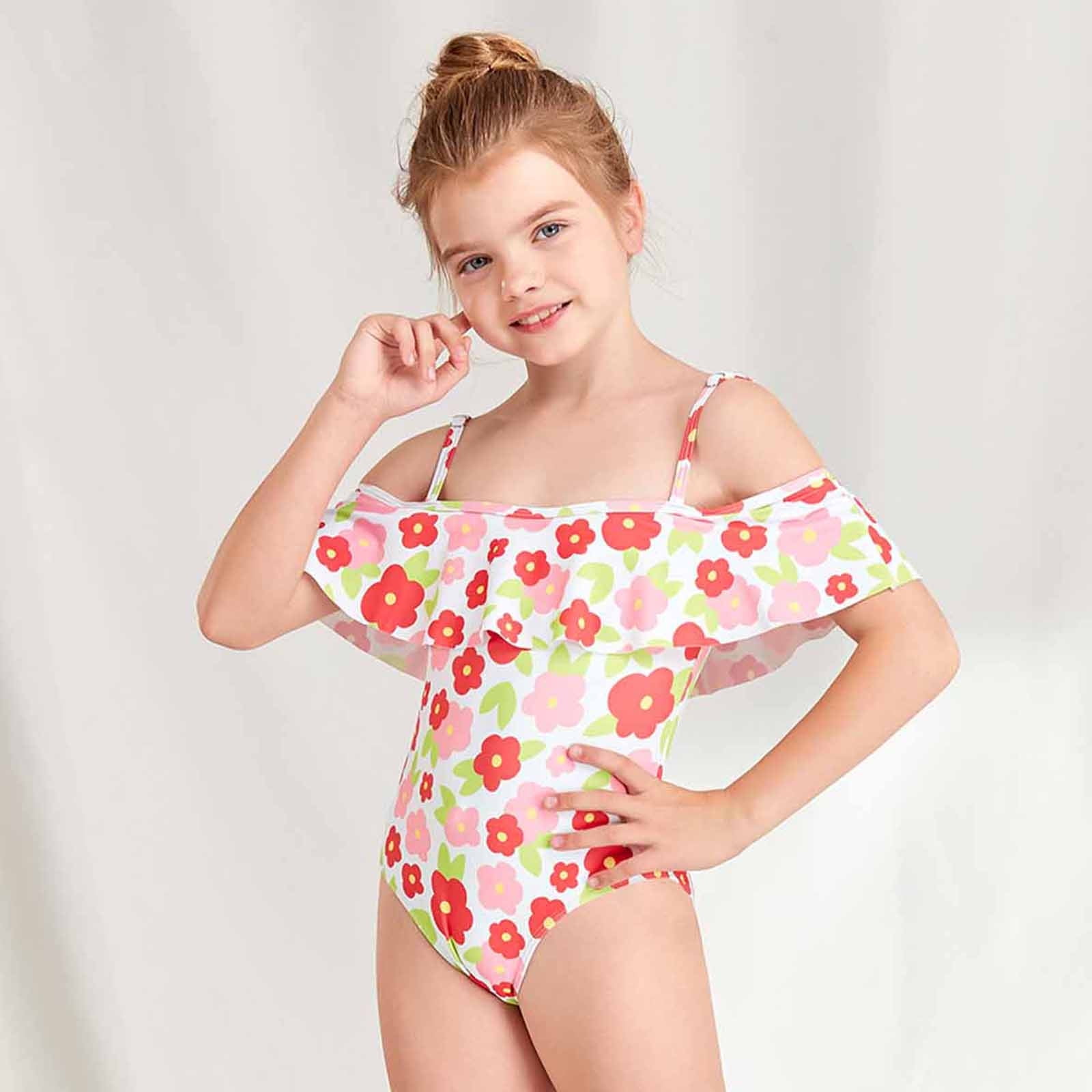 Up to 30 Off gift for Him Girls Swimwear Baby Girls Swimwear Children s Swimsuit Off The Shoulder Sleeveless Surfing One piece Swimsuit Bathing