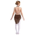 thumbnail image 4 of YONGHS Robe de Patinage Sans Manches pour Filles avec Strass, Jupe de Danse Ballet Lyrique, Justaucorps de Danse Marron 6, 4 of 5