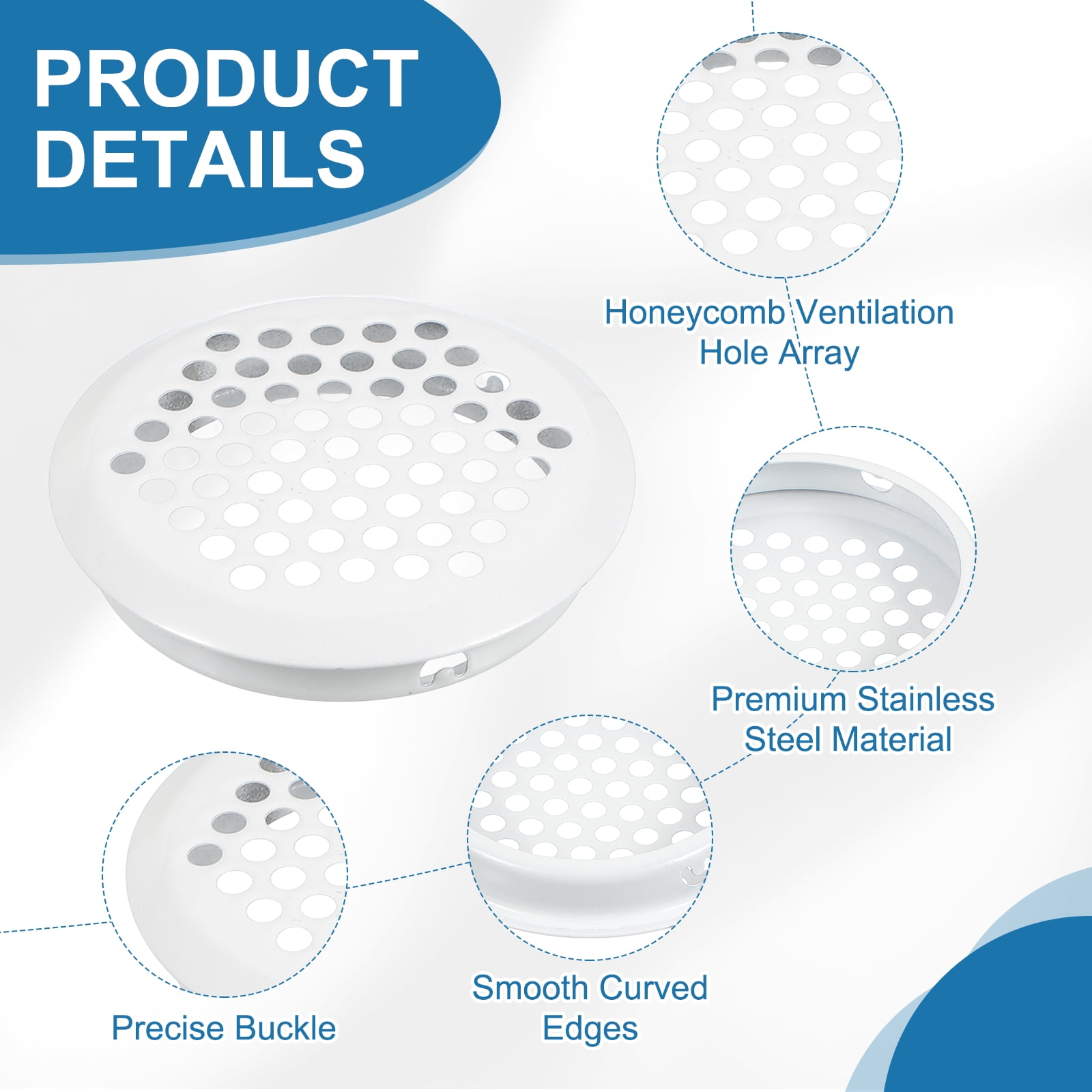 Uxcell 65mm Circular Air Vent, Dual Panel Round Mesh Hole Louver Round Mesh Hole Air Vent, 25 Pcs Silver