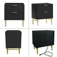 thumbnail image 5 of Glavbiku Modern 2 Drawer Nightstands,Wood Bedside Table with Gold Handle,Black,Adult,23.5" H, 5 of 12