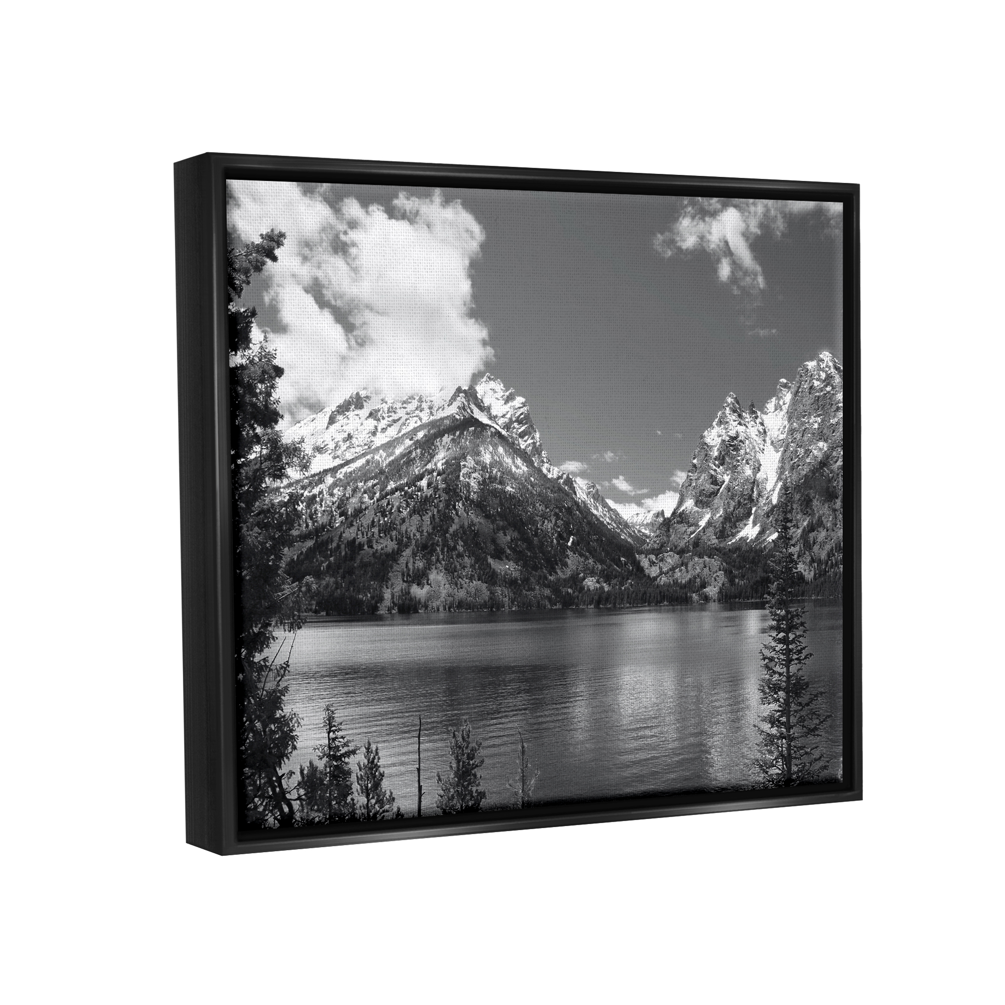 Stupell Industries Nature Pond Landscape Landscape Photography Black Floater Framed Canvas Art Print Wall Art, 21 x 17