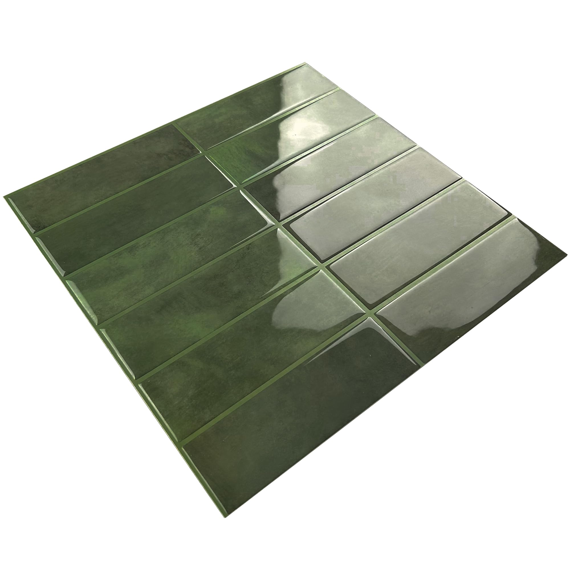 SELECT 5 Pack Peel and Stick Backsplash Subway Tiles, Extra Thick 3D Wall Panels, Heat & Water Resistant, Easy DIY Kitchen, Bathroom, Laundry, Fireplace & Rental Home Wall Décor (12 x 12 in), Green