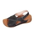 thumbnail image 2 of BADHUB Summer Sandals for Women Orthopedic Arch Support Comfortable Orthotic Cross Strap Sandal Casual Wedge Slip on Flat Slippers Slides Black 41, 2 of 6