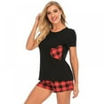 thumbnail image 4 of Womens Pajamas Set Soft Pjs Nightwear Short Sleeve Top with Plaid Shorts Pajama Sets Sleepwear S-2X, 4 of 6