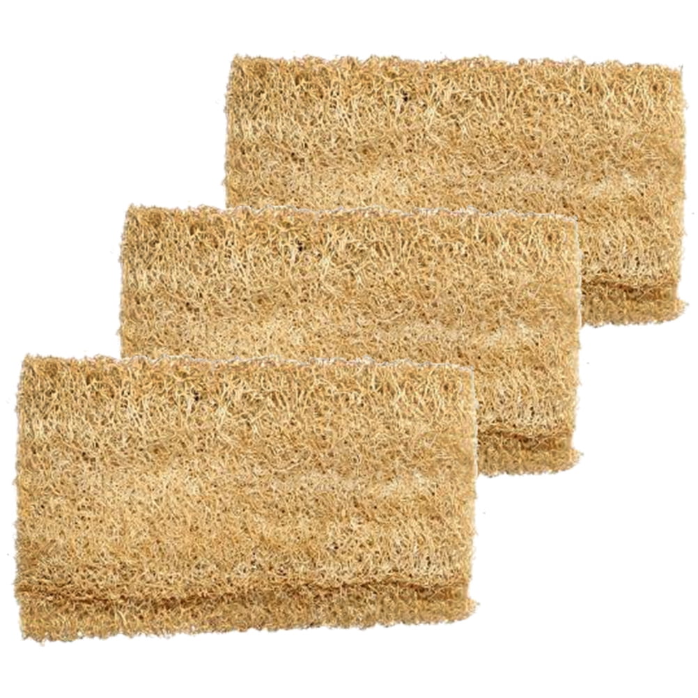 TEHAUX 3pcs Dishwashing Loofah for Kitchen Cleaning with Natural Material