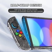 PlayVital Clear Series Protective Case for Nintendo Switch 2, Anti-Scratches Hard Shell Dockable Grip Cover with Extra Foldable Stand & Thumb Grips - Clear Glitter Silver