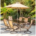 thumbnail image 6 of Hanover Monaco 7-Piece Dining Set with 6 Sling Swivel Rockers, a 42" x 84" Glass-Top Dining Table, and a 9 Ft. Umbrella with Stand, 6 of 15