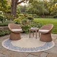 thumbnail image 3 of Safavieh Courtyard Ellie Oriental Indoor/Outdoor Area Rug, Natural/Blue, 5'3" x 5'3" Round, 3 of 10
