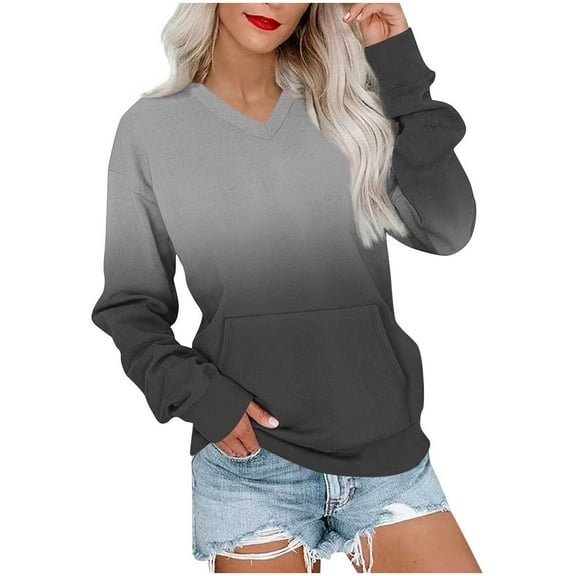 ShiShine Womens Casual Pullover Crew Neck Long Sleeve Sweatshirts with Pocket Lightweight Pullover Tops