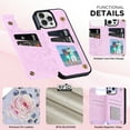 thumbnail image 5 of For iPhone 16e Case with Card Holder, Stylish Flower with Glitter Bling Rhinestone Stand Shockproof Slim Fit Bumper Wallet Case for Apple iPhone 16e, Flower, 5 of 6